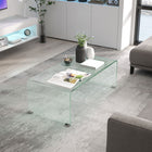 HOMCOM Glass Coffee Table with Safe Rounded Edges for Living Room - Clear-Easy maintenance feature allows for hassle-free cleaning and upkeep
