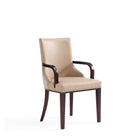 Manhattan Comfort Shubert 22.5" Modern Faux Leather and Velvet Upholstered Dining Armchair - Tan - Set of 2-10