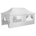 Outsunny 20 ft W x 10 ft L Adjustable Pop Up Canopy Tent with Sidewall and Carry Bag - White-Adjust sidewalls to reposition doors and windows