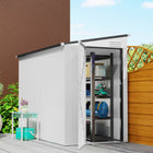 Outsunny Steel Garden Storage Shed with Lockable Door - 2 Air Vents for Backyard - 4' x 8' -Sloped roof prevents water accumulation
