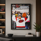 Frameworth Frederik Andersen 20" H x 29" W Framed Canvas Carolina Hurricanes 2026 Stanley Cup Champions Framed - Officially Licensed NHL/NHLPA-Professionally framed in Canada: The image is printed on high-quality art canvas, professionally stretched, and presented in a premium black frame