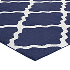 Modway Marja Moroccan Trellis Area Rug - 5 ft W x 8 ft L - Navy/Ivory-Gripping Jute Fabric Underside