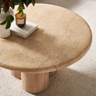 Modway Tori 31" Indoor/Outdoor Round Coffee Table - Travertine-Leveling Non-Marking Feet