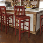 Flash Furniture HERCULES Series School House Back Mahogany Wood Restaurant Barstool-800 lb. Weight Capacity