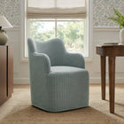 Modway Cordelle Linen Blend Swivel Dining Chair - Spa Blue Stripe-Striped Linen Blend Upholstery