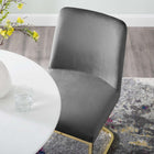 Modway Amplify Sled Base Performance Velvet Dining Chairs - Gold/Grey - 2 Pack-Sled Base Chair