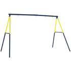 Qaba Kids 2 Seat Swing Stand Set with Ground Stakes - Blue-Features a robust A-frame and ground stakes, supporting up to 150kg 