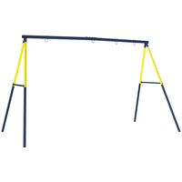 Qaba Kids 2 Seat Swing Stand Set with Ground Stakes - Blue-Features a robust A-frame and ground stakes, supporting up to 150kg 