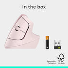 Logitech Lift Vertical Ergonomic Mouse - Rose-Requires Logi Options+ software, available for Windows and macOS