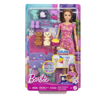 Barbie Puppy Slumber Party Doll-It's sweet dreams for puppy lovers with this Barbie puppy slumber party 10+ piece playset