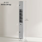 Kleankin Bathroom Storage Cabinet with Shelves and Toilet Paper Holder - Grey-Quality steel hinges allows smooth door opening and close