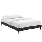Modway Tessie Vinyl Full Bed Frame with Squared Tapered Legs - Black-Ten Wood Support Slats