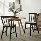 Modway Lykke Curved Spindle Back Dining Chairs - Black - 2 Pack-Durable Rubberwood Frame