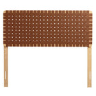 Modway Sparta Weave Vegan Leather Full Headboard with - Natural Brown-5 Height-Adjustable Mounting Positions