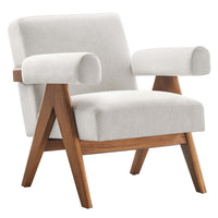Modway Lyra Fabric Armchair - Ivory Fabric-Ergonomic Design for Comfort
