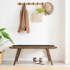 Modway Saoirse 47" Wove Rope Wood Bench - Walnut/Black-Foot Pads for Floor Protection