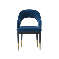 Manhattan Comfort Carrington 20.9" Modern Glam Velvet Upholstered Dining Armchair - Midnight Blue-Modern Glam Dining Chair for Dining and Living Room Usage