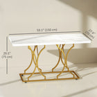 HOMCOM 59" Dining Table for Kitchen and Dinner - White-Powder-coated metal pedestal resists corrosion and wear