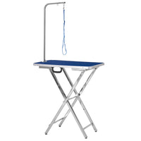 PawHut Foldable Dog Grooming Table for Medium Dogs - Blue-Robust metal frame with non-slip feet for stability