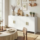 HOMCOM 60" Modern Sideboard Buffet Cabinet for TVs up to 72 Inch with Soft Close Doors - White Wood Grain-Spacious hidden storage keeps items organised and clutter-free 