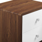 Modway Transmit 2-Drawer Nightstand - Walnut White-Assembly Required