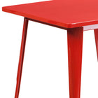 Flash Furniture 31.5" Square Red Metal Indoor-Outdoor Table-Smooth Top with 1" Thick Edge