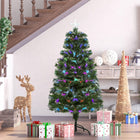 HOMCOM 4' Pre-Lit Artificial Christmas Tree with Top Star and Optic Fiber - Green-Made of dense PVC needles with 130 branches to appear natural and full to last all season 