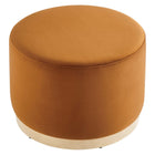 Modway Tilden Large 23" Round Performance Velvet Upholstered Ottoman - Rust/Natural-Arrives Fully Assembled