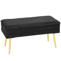 HOMCOM Upholstered Storage Bench for End of Bed - Black-Thick foam padding and velvet-feel surface provide a comfortable sitting experience;