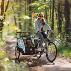 Aosom 2 Seat Bike Trailer for Kids 2-in-1 Double Baby Jogging Stroller - Blue-Features adjustable five-point safety harness for child safety 