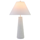 Hudson&Canal Ingalls 28" Tall Monochrome Table Lamp with Fabric Shade - Matte White/White-Paired with a matching white fabric drum shade