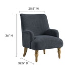 Modway Ellington Fabric Upholstered Accent Armchair - Slate Blue-Slub Weave Fabric Upholstery