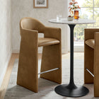 Modway Talia 41" Vegan Leather Bar Stool - Toast-Bentwood Frame
