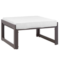Modway Fortuna Outdoor Patio Ottoman - Brown/White-Modern Outdoor Ottoman