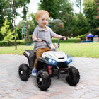 Qaba 12V Battery Powered Quad Kids ATV with Four Wheels Spring Suspension - White-Realistic design mimics adult quad bikes, improving playtime 