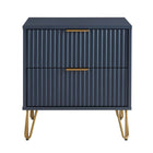 Manhattan Comfort DUMBO 20.07" Modern 2-Drawer Nightstand - Midnight Blue-Modern-Contemporary with a taste of Glam - Nightstand for Bedroom and Living Room Use