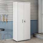 Manhattan Comfort Fortress Modern Garage Cabinet - 30.3" W x 74.8" H - White-Includes 3 Adjustable and 1 Fixed Shelf