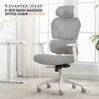 Sharper Image S-800 Ergonomic Mesh Swivel Executive Massage Chair - Light Grey-Rechargeable USB battery lasts up 60 minutes