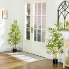 HOMCOM 4' Artificial Bamboo Tree for Indoor Home Decor - Green - 2 Pack-Suitable for home, office, spices up any space with its natural accent 