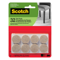 Scotch 1" Round Felt Pads - Beige - 32 Pack-Easy-to-apply, self-stick design