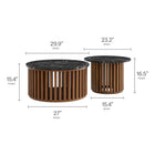 Modway Fortitude Round Faux Marble Top Nesting Coffee Table Set - Walnut Black - Set of 2-Faux Marble Top
