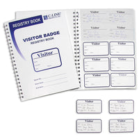 C-Line Visitor Badges with Registry Log - 3-5/8" x 1-7/8" Badge Size - Set of 150 Badges & Log Book-When the badge is filled out, the visitor names are entered in registry book, providing a written record of their visit to your facility
