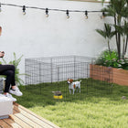 PawHut 24" H Foldable 8 Panel Dog Playpen with Top Cover - Black-Use outdoors with ground stakes for added stability. 