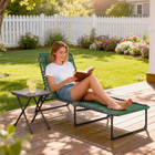 Outsunny Folding Lounge Chair - Chaise Lounge with Headrest - Green-Portable, foldable, and lightweight for easy carrying and storage
