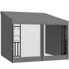 Outsunny 10 ft W x 10 ft L Wall Mounted Pergola Gazebo with Curtains and Nettings - Dark Grey-Mounted to the wall, bring the indoors out
