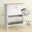 HOMCOM Shoe Cabinet with 2 Flip Drawers in Narrow Design - White-Flat top surface for holding items and decorations