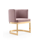 Manhattan Comfort Aura 24.4" Modern Velvet Upholstered Dining Chair - Blush and Polished Brass-Modern Dining Chair Perfect for Dining and Accent Living Room Use