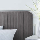 Modway Celine Channel Tufted Performance Velvet Full Platform Bed - Grey-Assembly Required