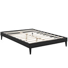 Modway Tessie Vinyl Full Bed Frame with Squared Tapered Legs - Black-Solid Wood Frame