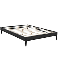 Modway Tessie Vinyl Full Bed Frame with Squared Tapered Legs - Black-Solid Wood Frame